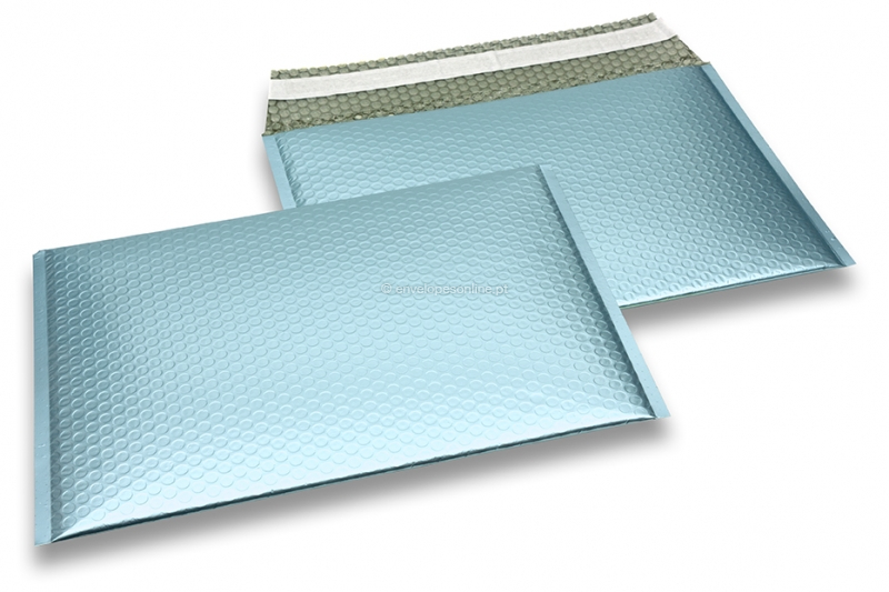 Envelopes almofadados de plástico metalizado mate ECO - azul gelo 235 x 325 mm