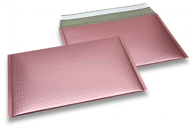 Envelopes almofadados de plástico metalizado mate ECO - rosa dourado 235 x 325 mm