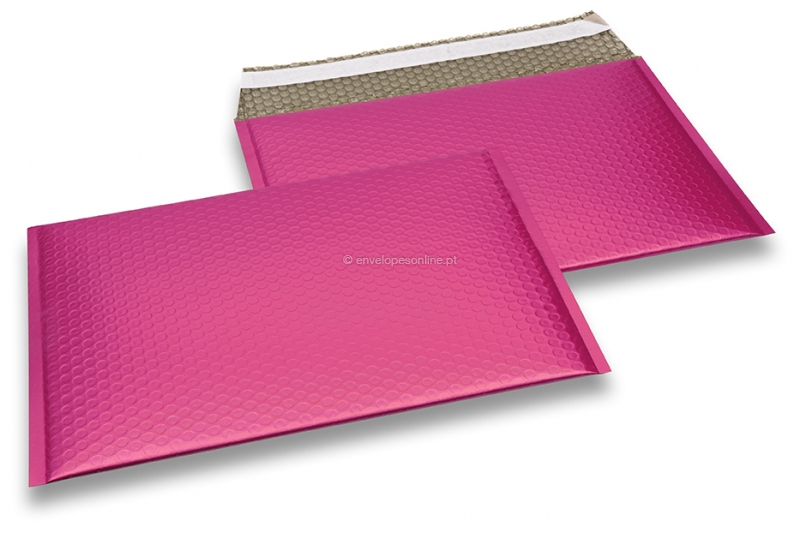 Envelopes almofadados de plástico metalizado mate ECO - cor-de-rosa 235 x 325 mm