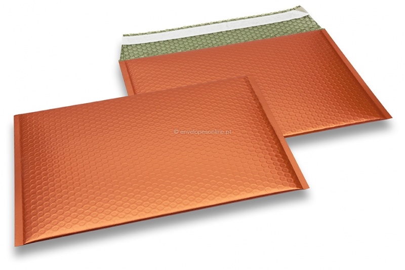 Envelopes almofadados de plástico metalizado mate ECO - cor de laranja 235 x 325 mm
