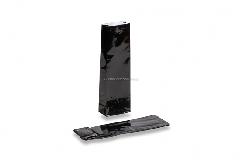 Sacos com fundo bloco coloridos - preto 55 x 30 x 175 mm, 50 gr