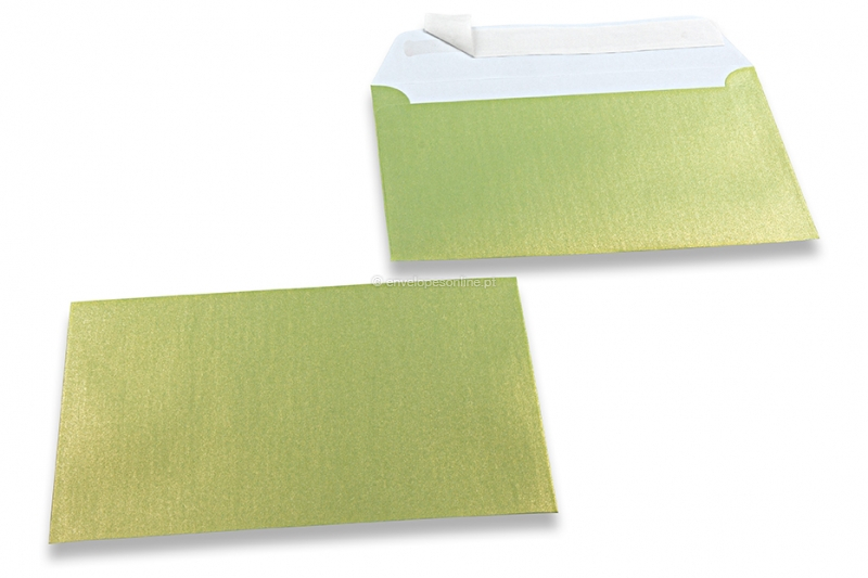 Envelopes madrepérola coloridos verde lima - 114 x 162 mm