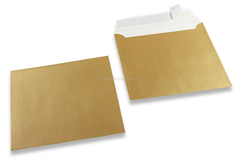Envelopes madrepérola coloridos dourado - 155 x 155 mm