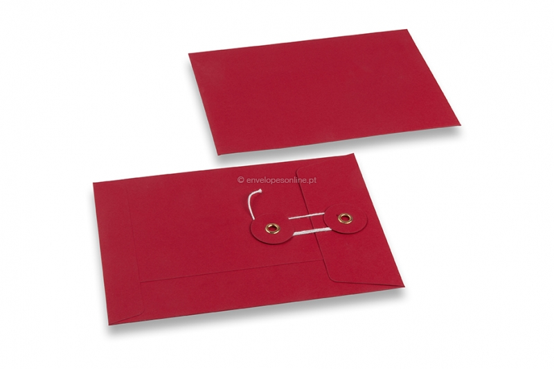 Envelopes com fecho de corda e arruela - 114 x 162 mm, vermelho