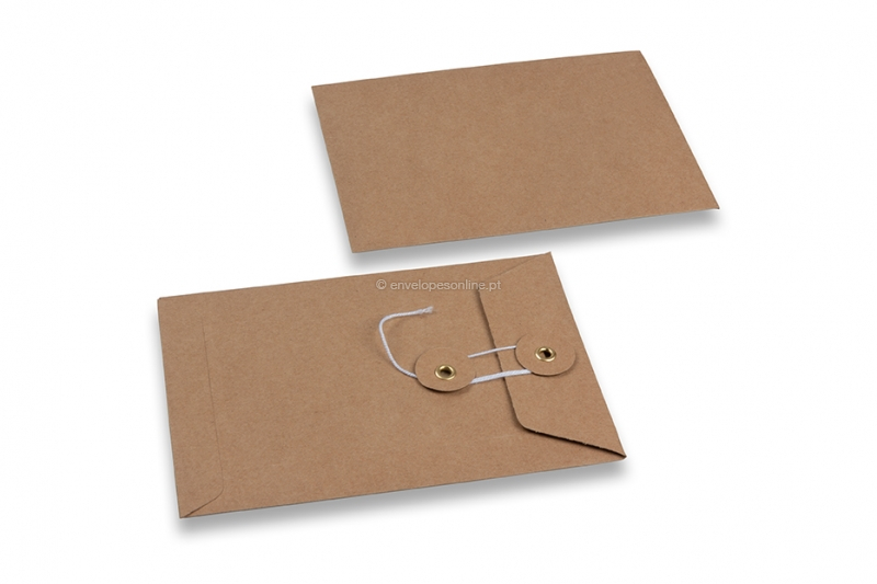 Envelopes com fecho de corda e arruela - 114 x 162 mm, castanho