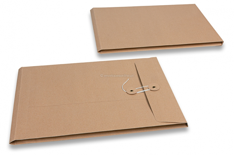 Envelopes com fecho de corda e arruela - 229 x 324 x 25 mm, castanho