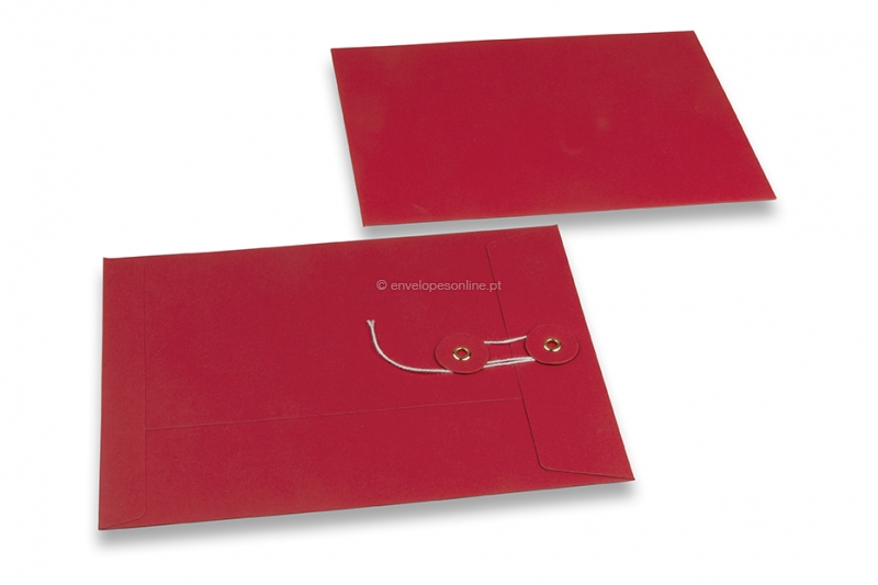 Envelopes com fecho de corda e arruela - 162 x 229 mm, vermelho