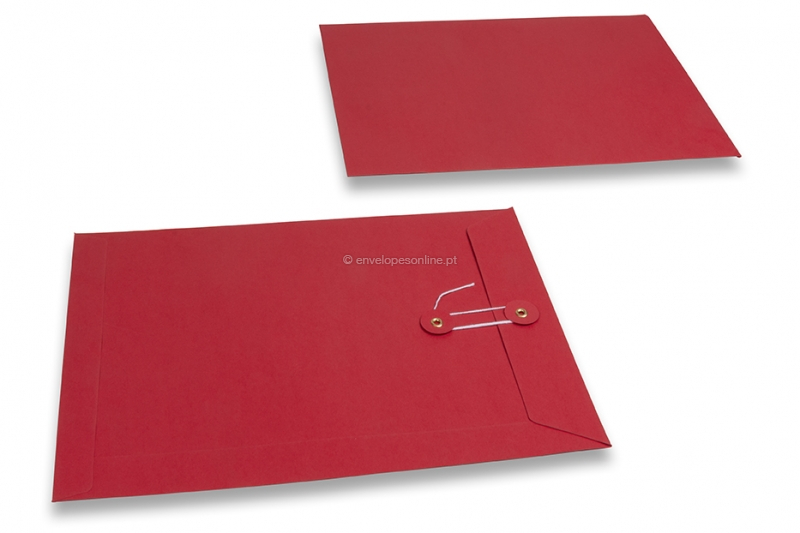 Envelopes com fecho de corda e arruela - 229 x 324 mm, vermelho