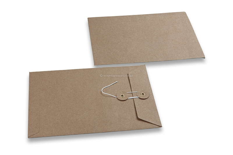Envelopes com fecho de corda e arruela - 162 x 229 mm, castanho kraft