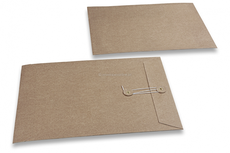Envelopes com fecho de corda e arruela - 229 x 324 mm, castanho kraft