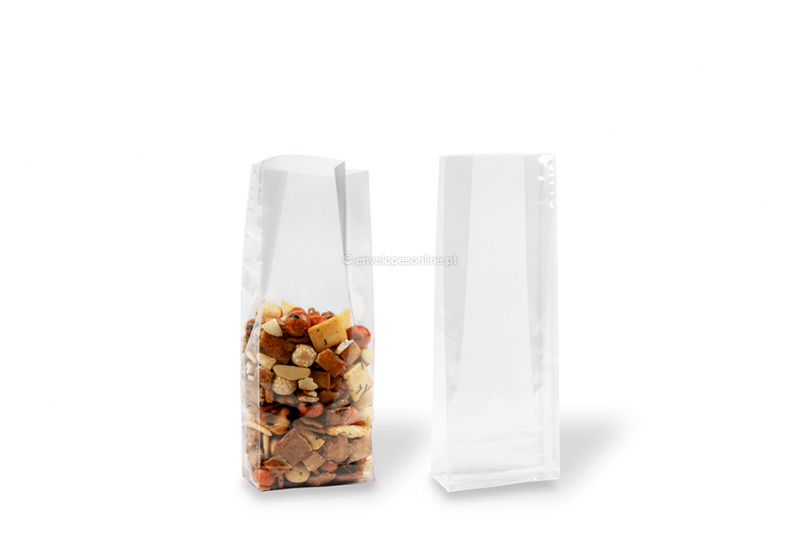 Sacos transparentes com fundo bloco - 75 x 210 x 50 mm, 500 ml