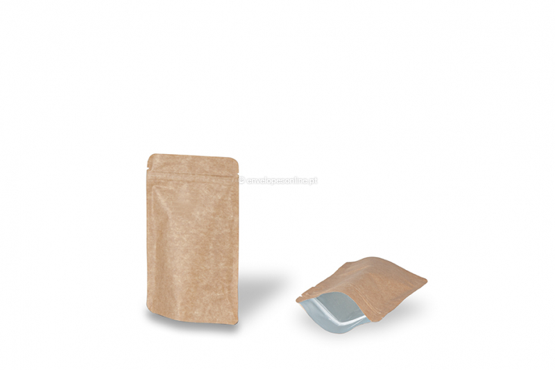 Sacos de fundo bloco em kraft castanho - 110 x 185 x 70 mm, 250 ml