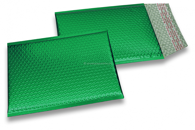 Envelopes almofadados de plástico metalizado ECO - verde 180 x 250 mm