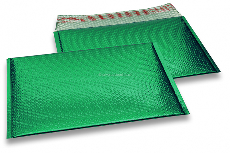 Envelopes almofadados de plástico metalizado ECO - verde 235 x 325 mm