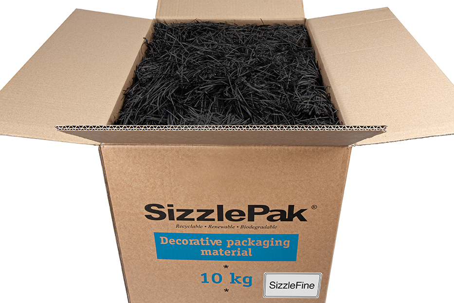 Farripas de papel para enchimento SizzlePak Fine - Preto (10 kg)