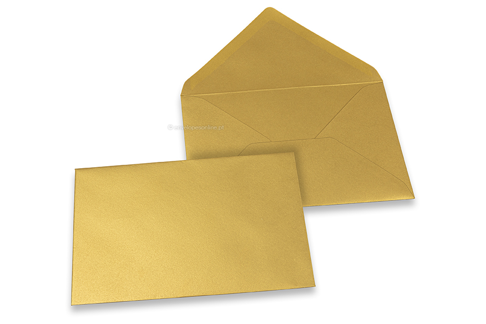 Envelopes de cartões de felicitações coloridos - Dourado metalizado, 114 x 162 mm