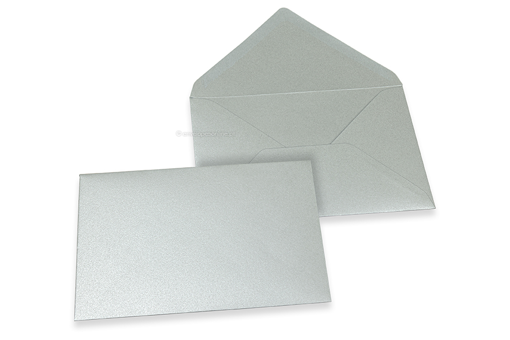 Envelopes de cartões de felicitações coloridos - Prateado metalizado, 114 x 162 mm
