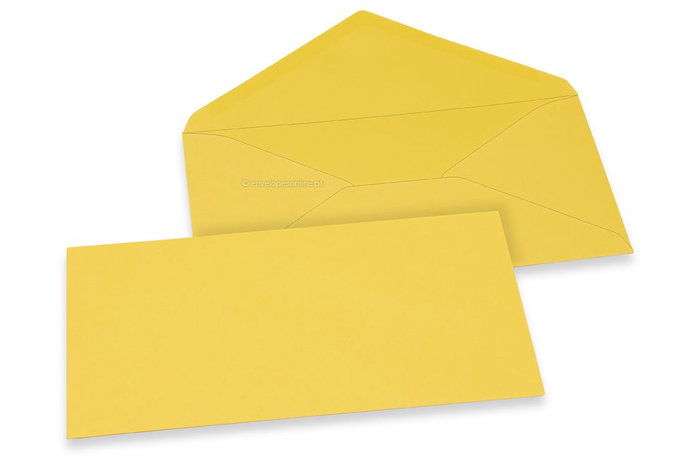  Envelopes de cartões de felicitações coloridos - Amarelo açafrão, 110 x 220 mm