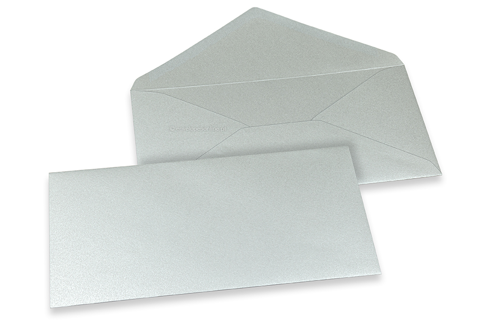  Envelopes de cartões de felicitações coloridos - Prateado metalizado, 110 x 220 mm