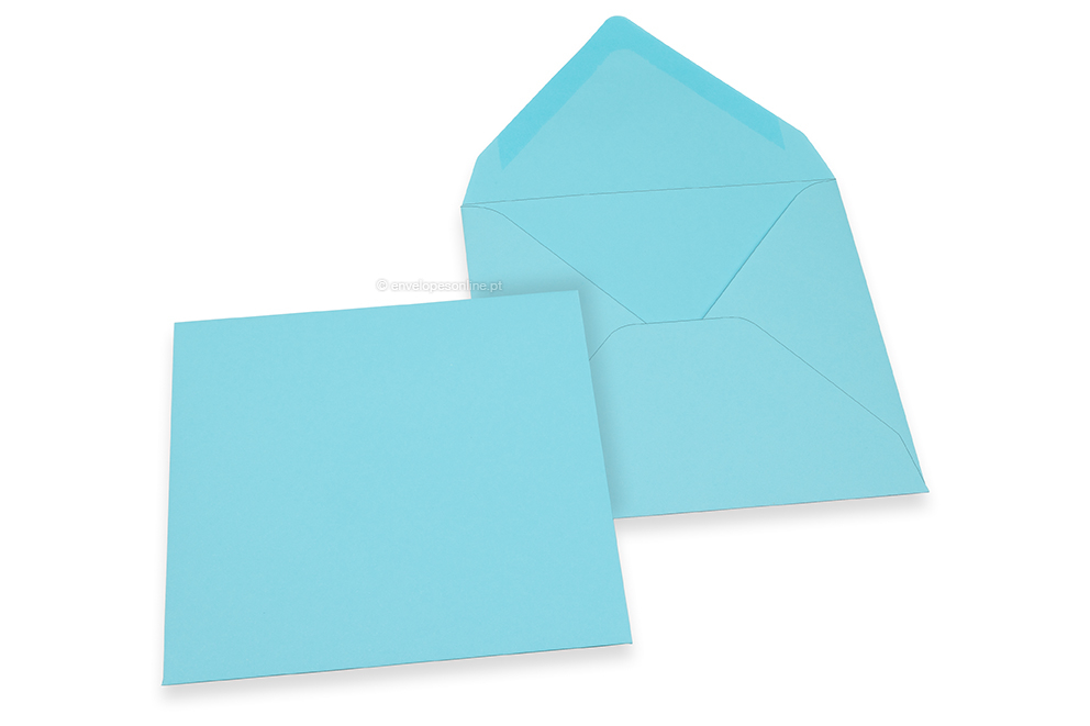  Envelopes de cartões de felicitações coloridos - Azul celeste, 155 x 155 mm