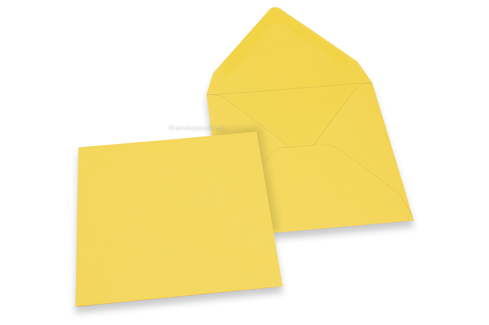Envelopes de cartões de felicitações coloridos - Amarelo açafrão, 155 x 155 mm