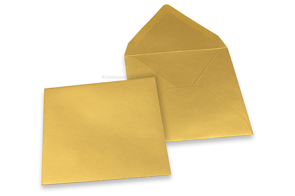 Envelopes de cartões de felicitações coloridos - Dourado metalizado, 155 x 155 mm