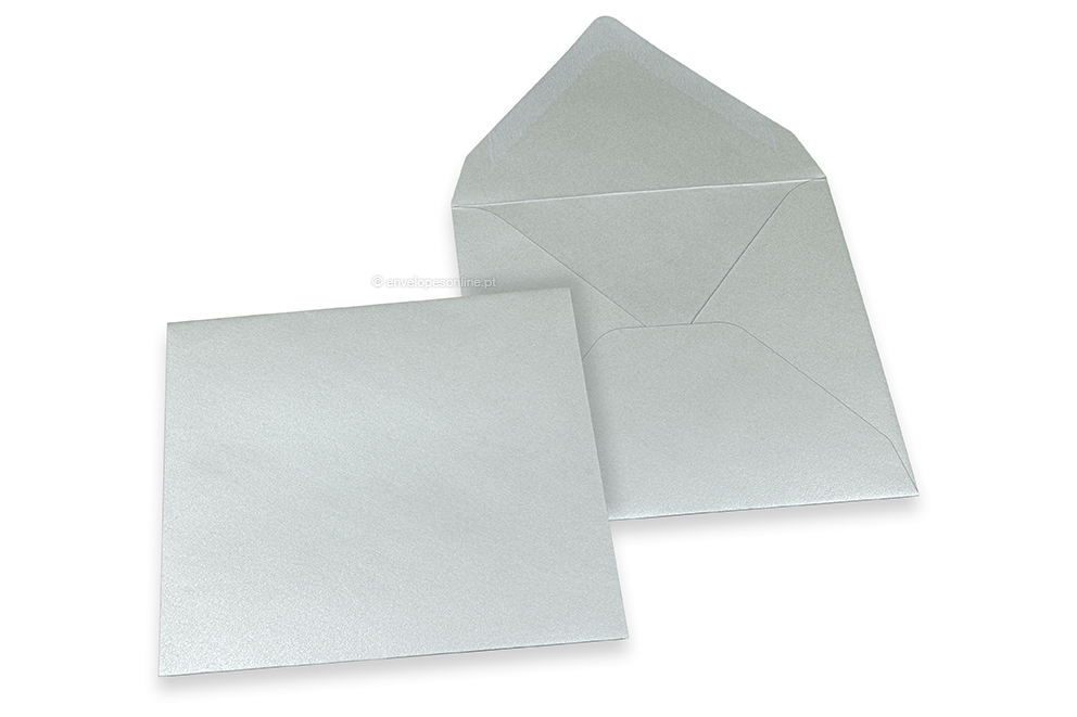 Envelopes de cartões de felicitações coloridos - Prateado metalizado, 155 x 155 mm