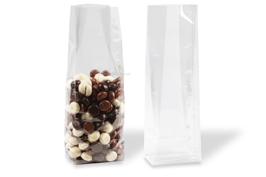 Sacos transparentes com fundo bloco - 100 x 280 x 60 mm, 1200 ml