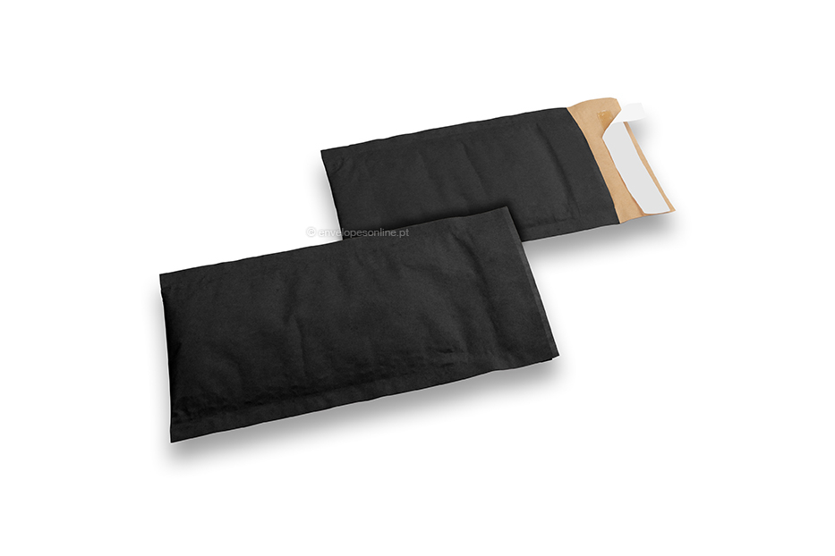Envelopes com bolhas de ar em papel de favo de mel - preto, 100 x 165 mm