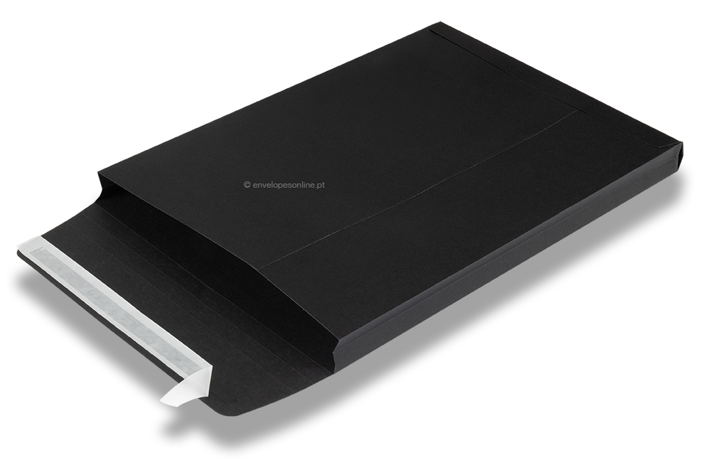 Envelopes de fole com fundo em V, colorido - preto, 229 x 324 x 25 mm