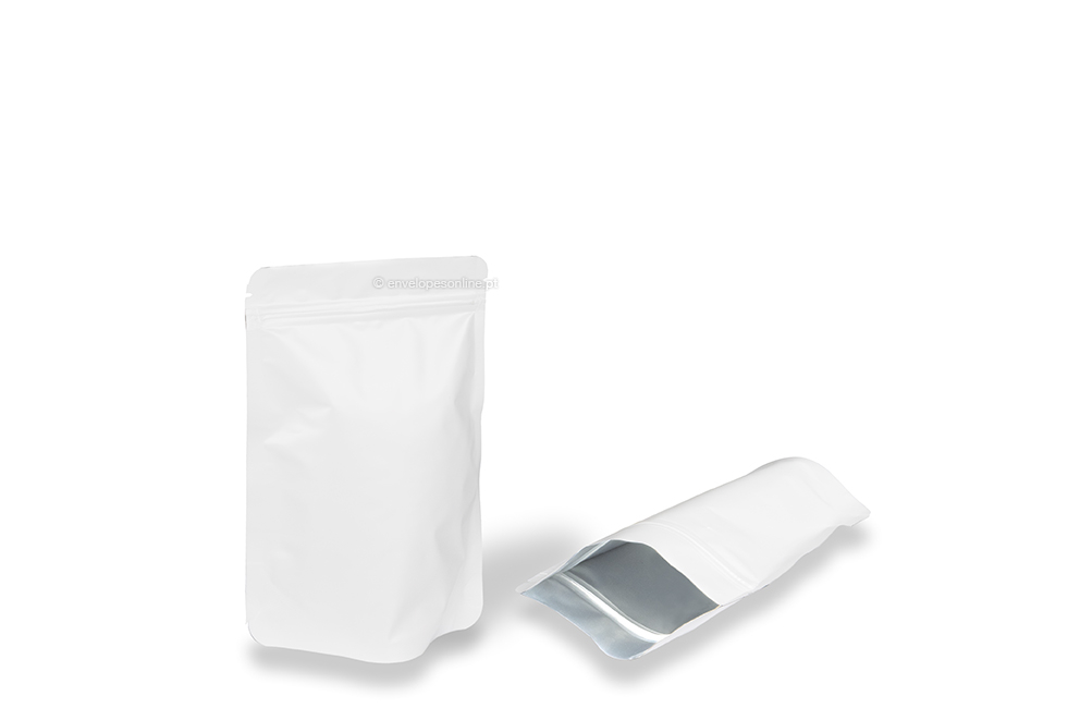 Sacos de fundo bloco em kraft branco - 110 x 185 x 70 mm, 250 ml