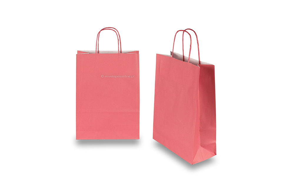 Sacos de papel com alças torcidas - vermelho veludo, 220 x 100 x 310 mm, 90 gr