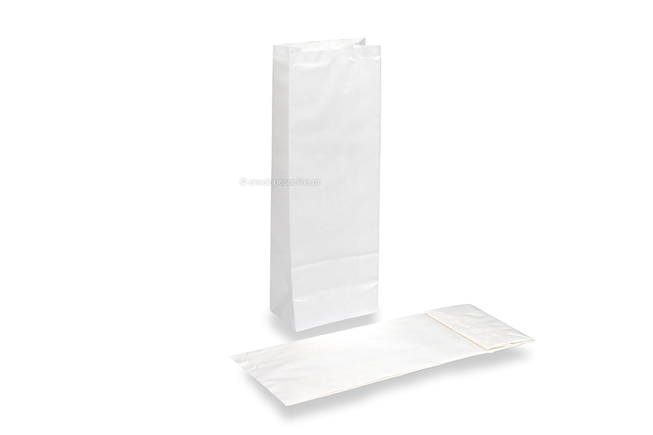 Saco de papel com fundo bloco branco - 105 x 65 x 298 mm sem janela, 500 ml