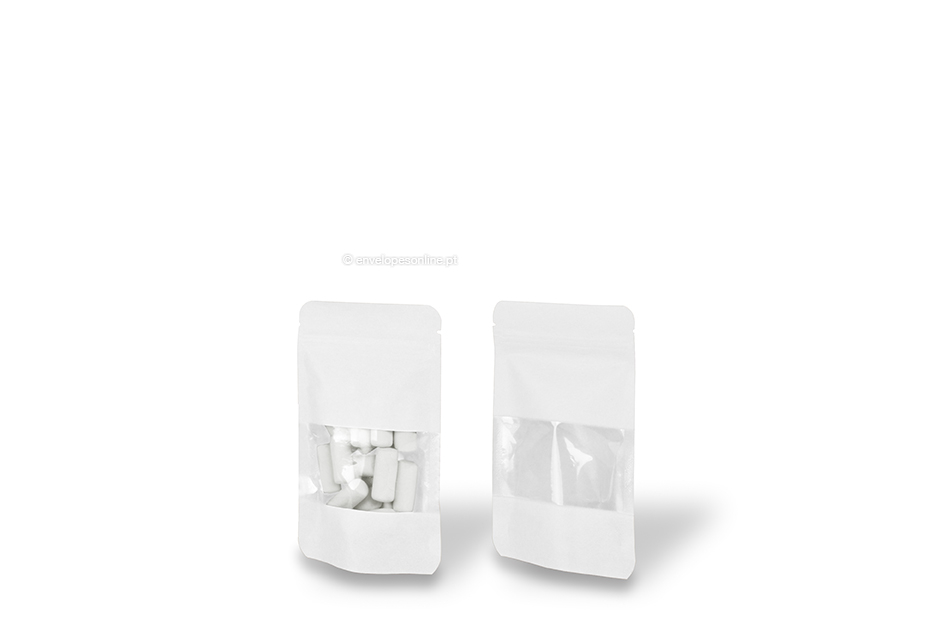 Saco com base e janela - branco, 85 x 145 x 50 mm, 100 ml